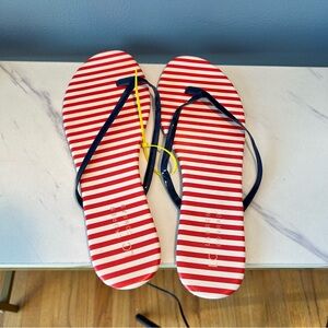 Lauren Conrad red white striped flip flops